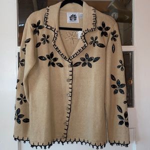 Storybook Knits Sweater with Beads and Snap Trim sz Small NWT